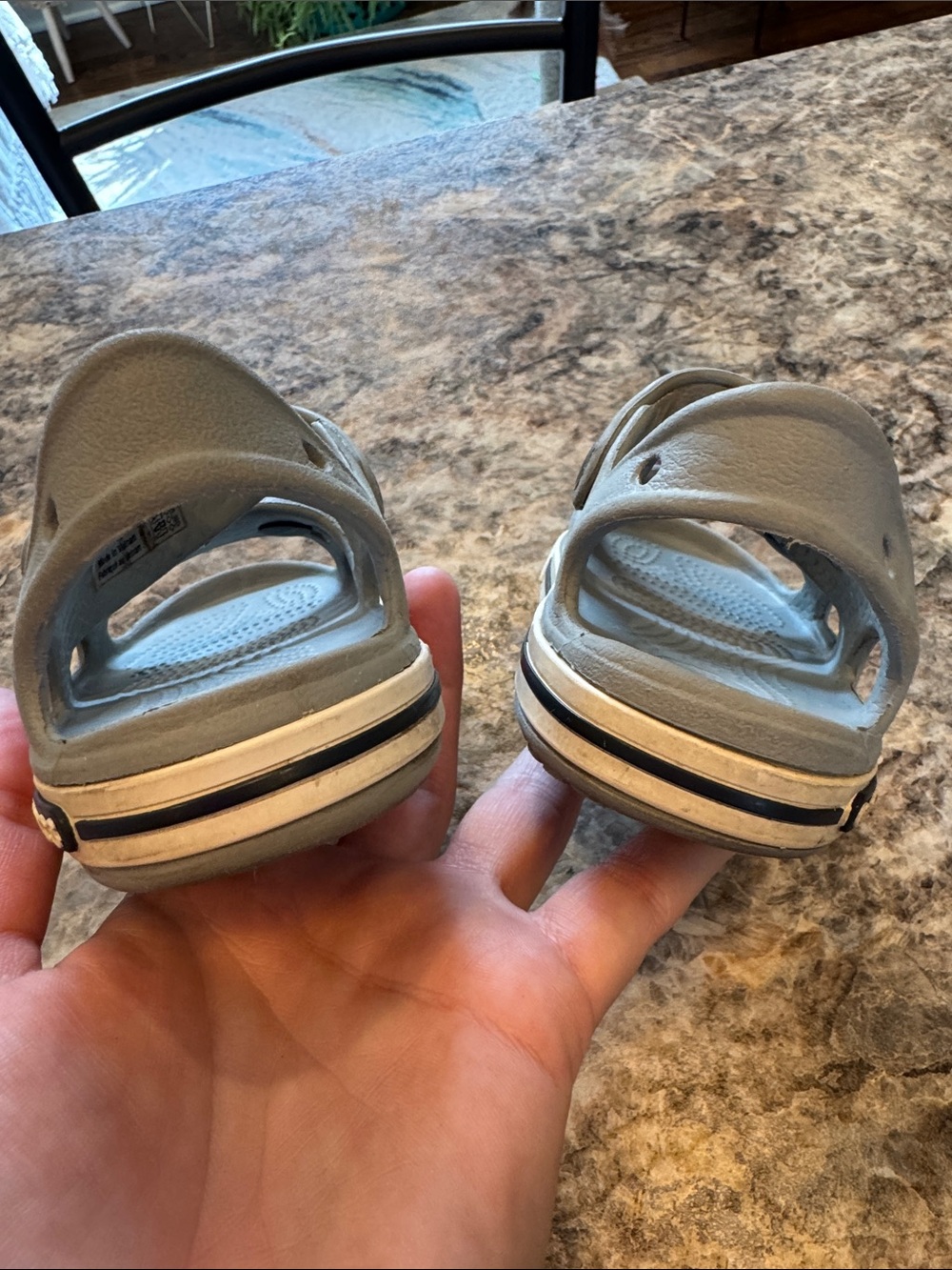 CROCS Kids' Gray Hook-and-Loop Sandals with Charms Size 8 - Picture 4 of 8
